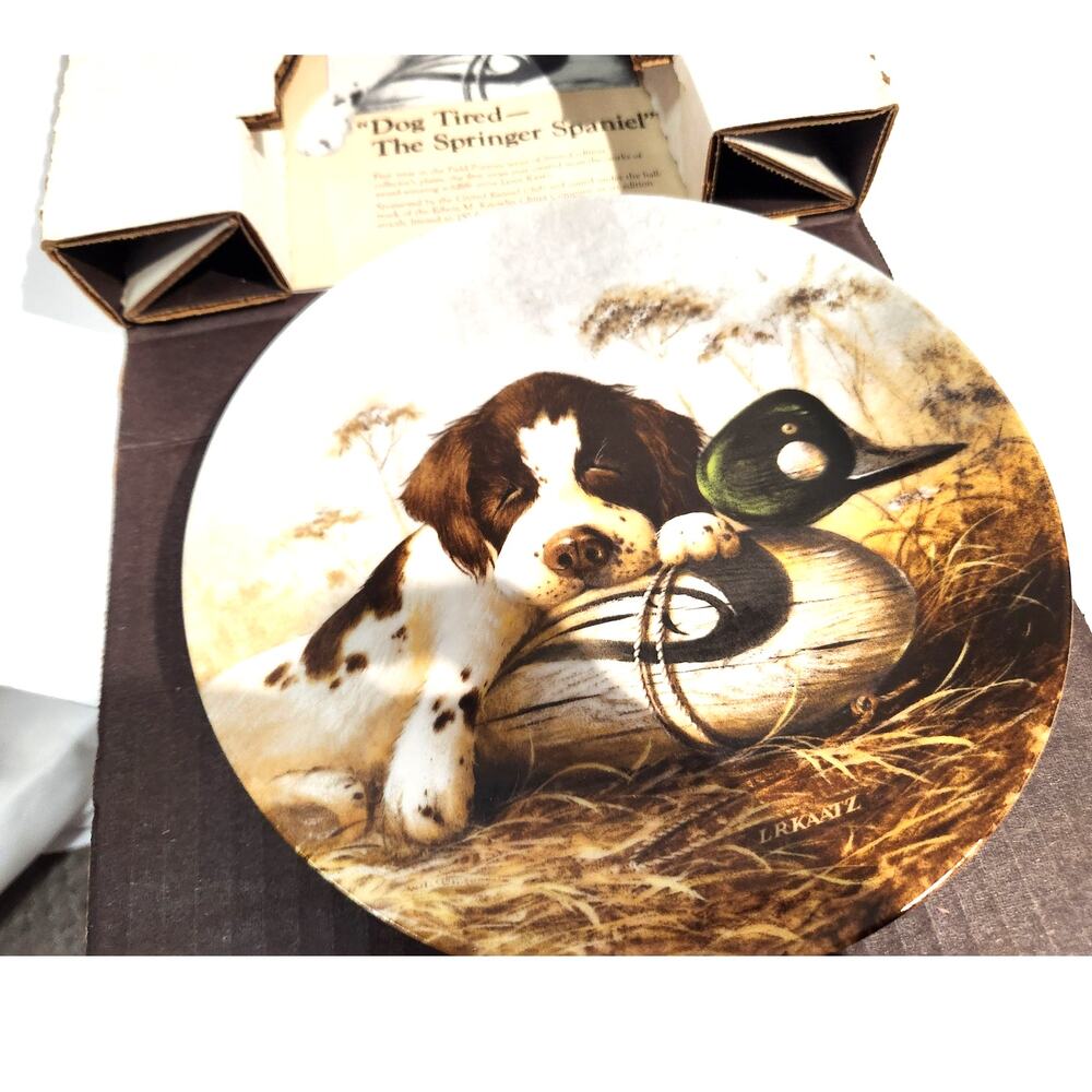 Collectible Plate Dog Tired Springer Spaniel 1st Issue Mint 1987 Edwin Knowles